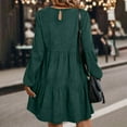 thumbnail image 4 of Ayolanni Loose Womens Dresses Winter Corduroy Long Sleeve Green Tunic Solid Casual Dresses Girl Dresses, 4 of 7