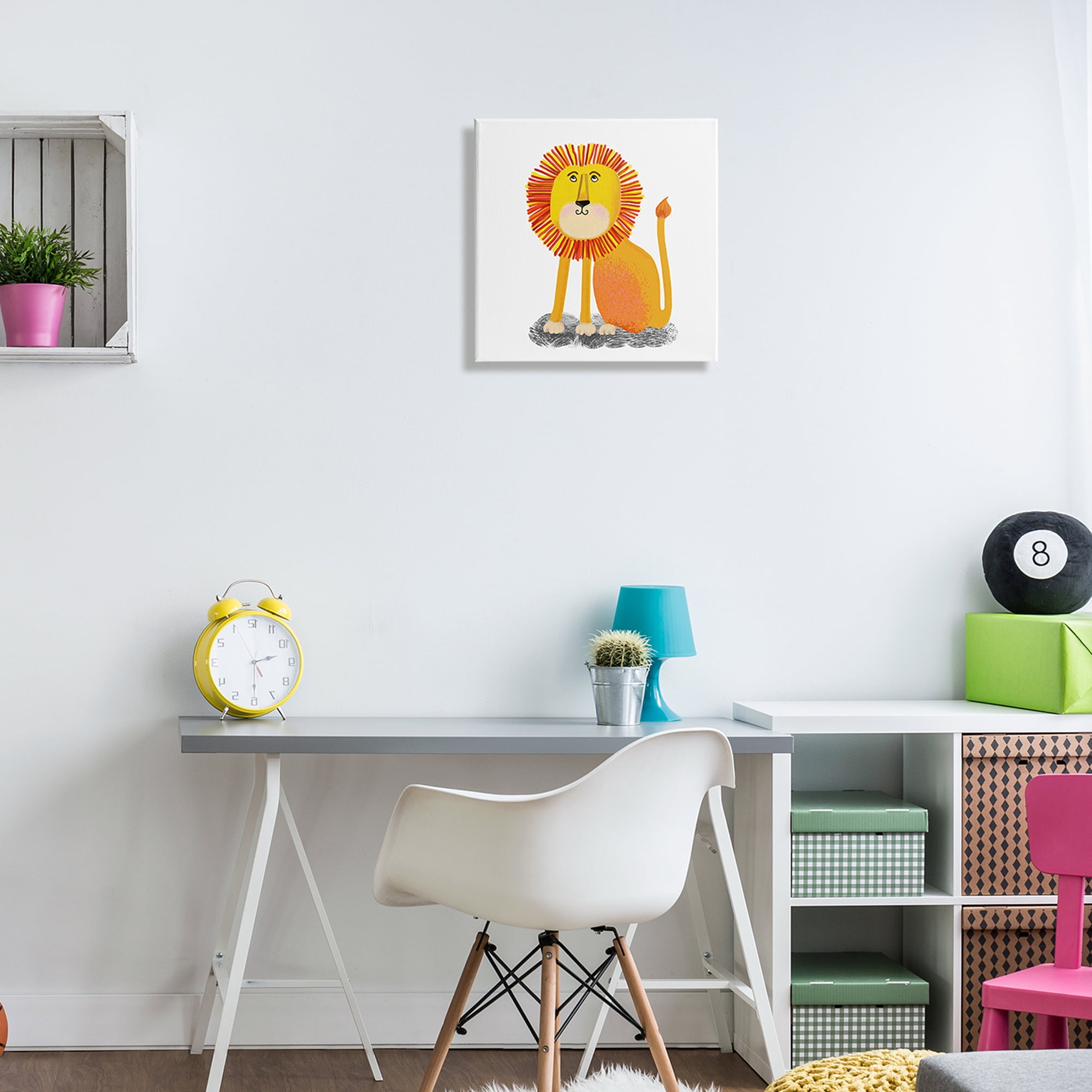 Stupell Industries Playful Smiling Lion Sitting Quirky Orange Mane , 17 x 17, Design by Lynnda Rakos