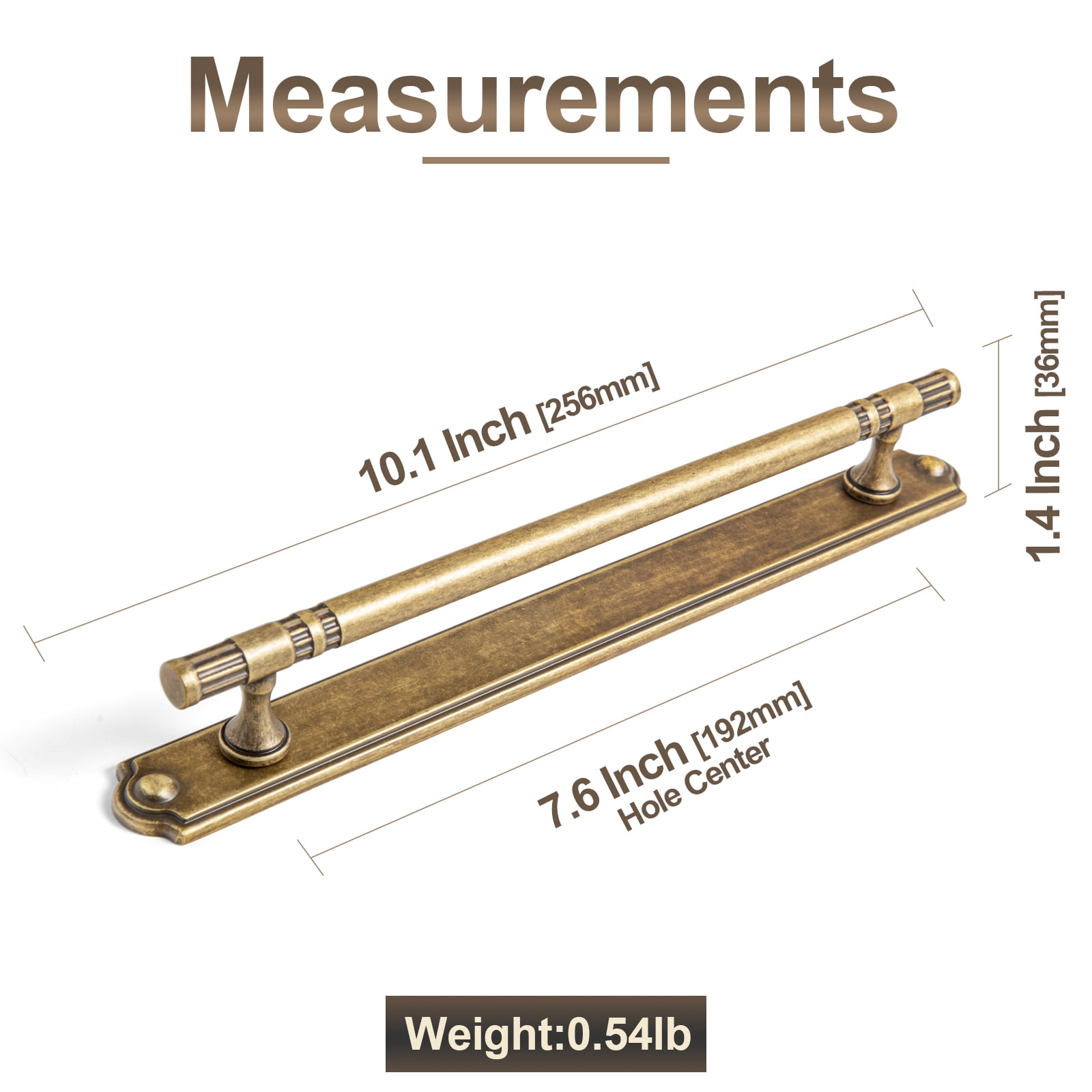 Goo-Ki Antique Brass Cabinet Handles with Backplate, Zinc Alloy 7.6''(192mm) Hole Centers Cabinet Drawer Pulls for Dresser,Wardrobe,Cupboard,Cabinet Hardware, 2 Pack