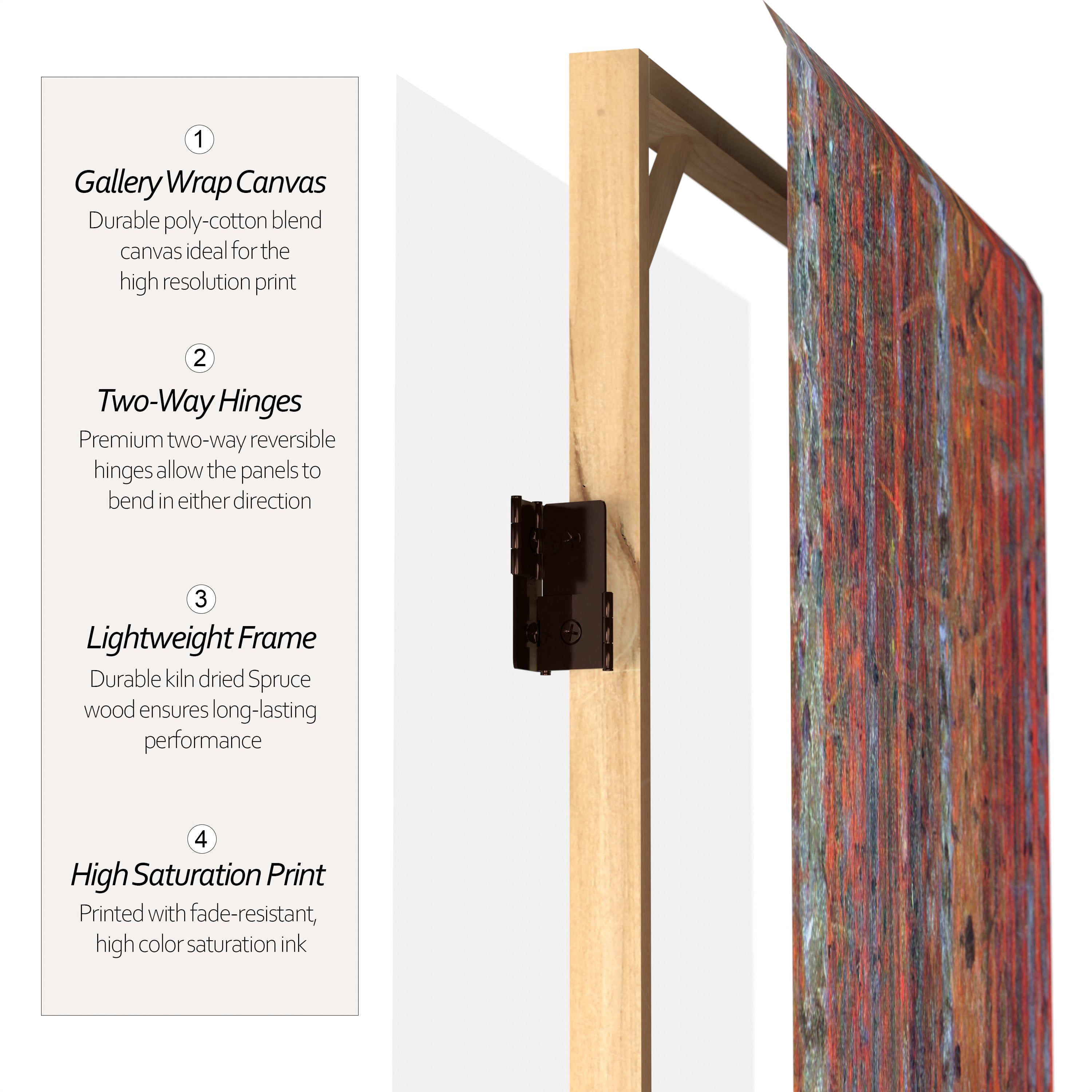 Red Lantern 3 ft. Short Klimt Canvas Folding Screen - Tannenwald/Farm Garden