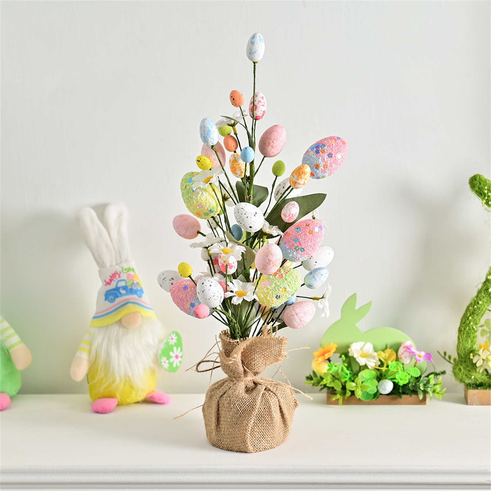 Lunxisen 3 Pcs Easter Egg Home Party Decoration Simulated Flower Branch Ornament Spring Holiday Decor