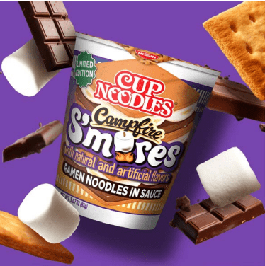 Nissin Foods Cup Noodles Limited Edition Ramen Noodles, Campfire S'mores Flavor, 3.07 oz Cup, Shelf-Stable