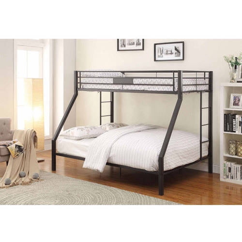 ACME Furniture Limbra Twin Over Queen Metal Bunk Bed, Black Sand 