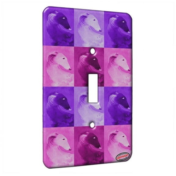 KuzmarK™ Single Gang Toggle Switch Wall Plate - Long Haired Fawn Whippet Sighthound Dog Pink Pattern Art by Denise Every