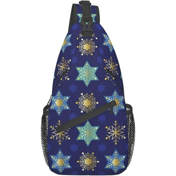 Happy Hanukkah Jewish Chanukah Holiday Sling Bag Crossbody Hiking Travel Chest Bags Backpack Shoulder Daypack for Women Men