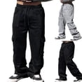 thumbnail image 2 of PADFRYBK Plus Size Wide-Leg Pants For Men Workwear Casual Loose Pants Solid Color Sweatpants Cargo Sweatpants, 2 of 6