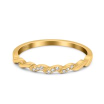 Yellow Tone, Simulated Cubic Zirconia Size-5 Twist Infinity Band Ring Wedding Band 925 Sterling Silver