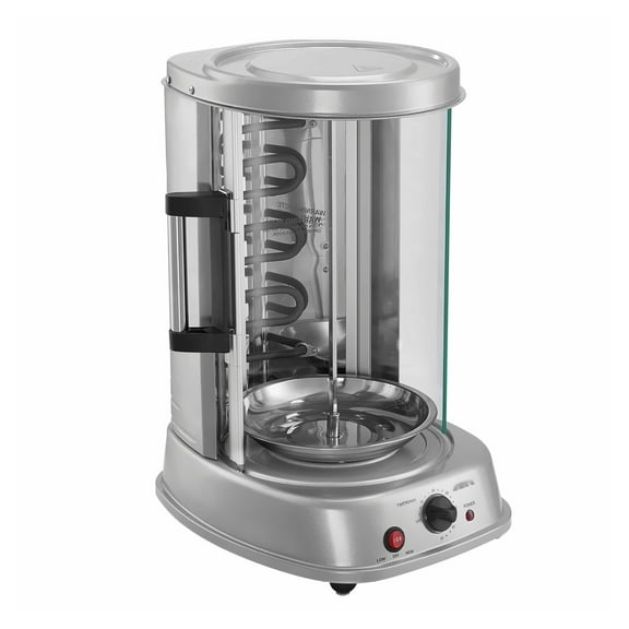 Shawarma Machine Vertical, Electric Gyro Doner Kebab Grill, Stainless Steel Rotisserie for Home & Restaurant, 360° Rotation, Timer, Chicken Forks & Skewers Included
