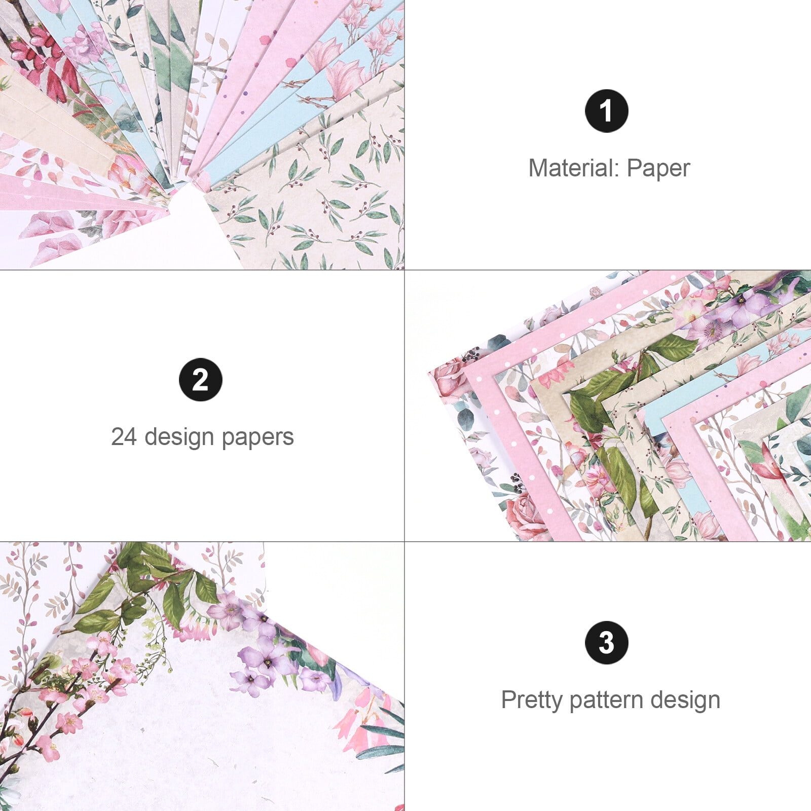 24 Sheets Pattern Paper Beautiful Scrapbook Paper Decorative Paper for DIY Craft, Size: 15.2x15.2cm