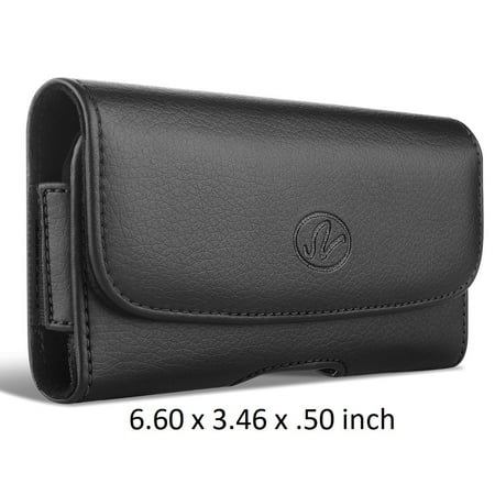 M1 Garand Clips - Horizontal Premium Leather Carrying Case Holster Belt Clip And Loops For Asus ZenFone Max Pro M1 Devices - (Dimension: 6.60x3.46x0.50 inch)