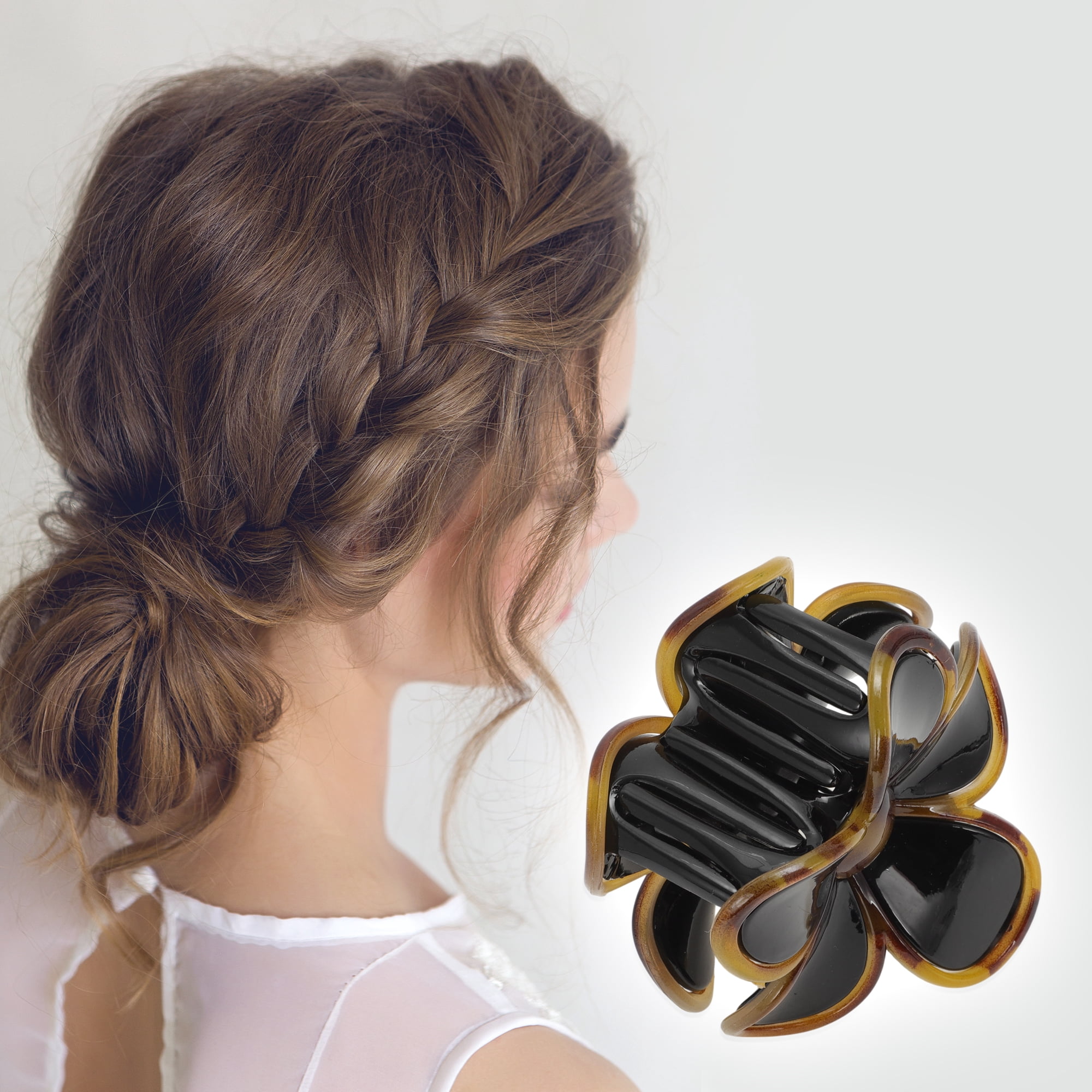 Unique Bargains Home Use Hair Accessory Five-petal Flower Hair Clips Black