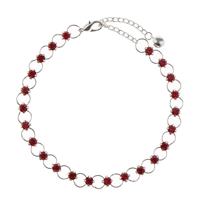 Tobillera de Cristal Plateado Multicolor Bohemio 26.5 cm Zulema para Mujer