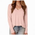 thumbnail image 3 of Towmus Womens Long Sleeve Shirts V Neck Casual Tops Loose Dressy Basic Fall Fashion Trendy Outfits Winter Clothes, 3 of 6