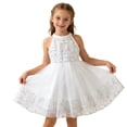 thumbnail image 2 of Vestido de Verano de Manga Corta Cuello Redondo de Encaje Bordado Malla Princesa Falda de Arco de las Niñas para Diario, Viajes, Fiestas Y Cumpleaños, 2 of 9