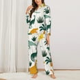 thumbnail image 2 of Daiia Dinosaurs and Tropical Leaves for Women's Long-Sleeved Pajama Set – Soft & Comfortable Sleepwear Button-Up Pajamas Cozy Lounge Wear-X-Large, 2 of 7