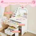 thumbnail image 6 of Ktaxon Kids' Vanity Table and Stool Set, Lighted Makeup Dressing Set w/ Mirrors & Drawer, White, 6 of 8