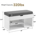 thumbnail image 2 of Ivinta Shoe Storage Bench with 4" Cushion, 2-Tier Entryway Organizer with Hidden Compartment, 37", White, 2 of 9