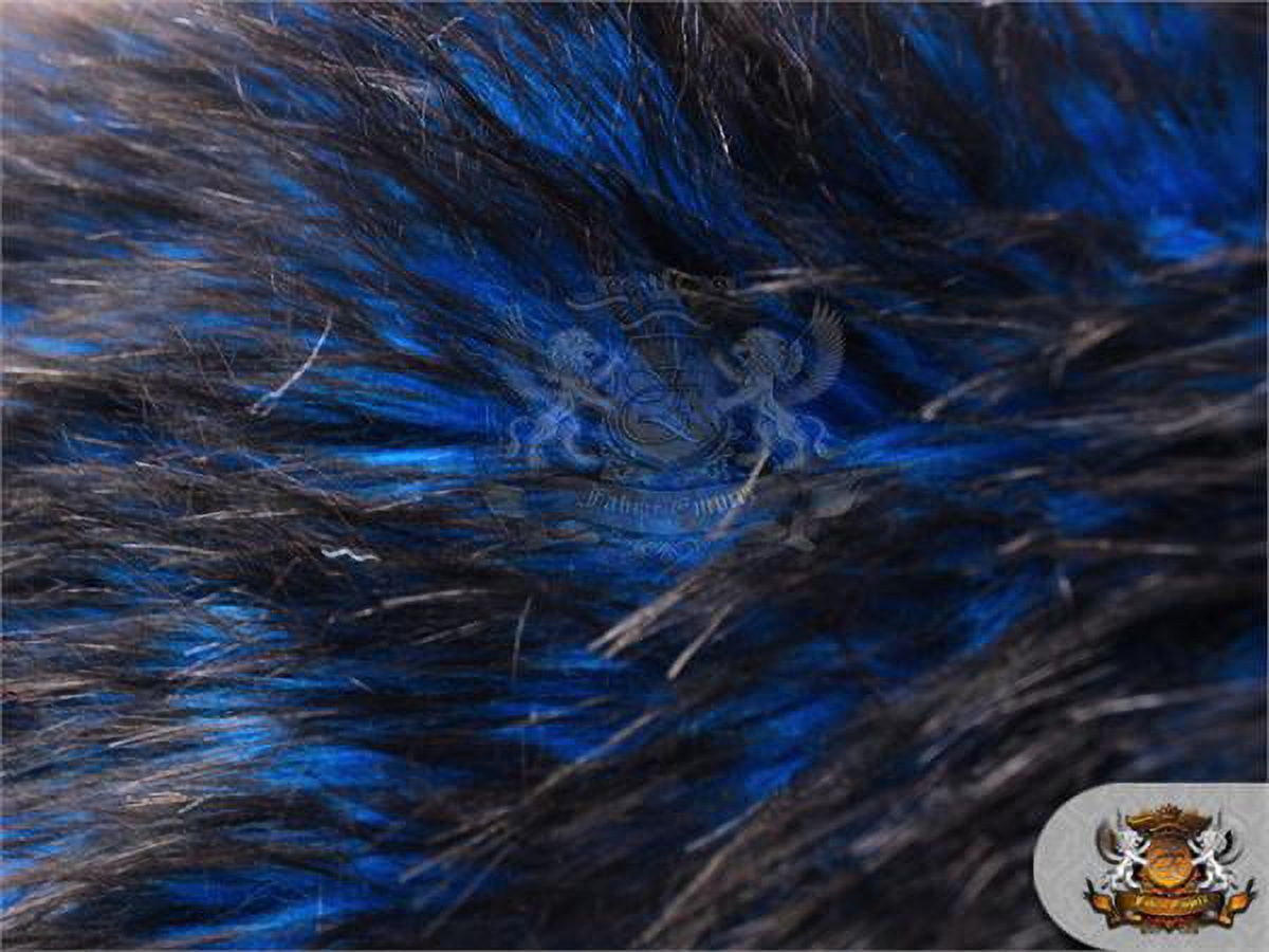 Faux Fur Long Pile ALASKAN HUSKIES Royal Blue Fabric / 58" Wide / Sold by the yard
