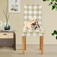 thumbnail image 6 of Khaki Buffalo Plaid Check Dining Chair Covers Set of 4 Spandex Stretch Chair Covers Decoration for Home Banquet Ceremony, 6 of 6