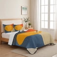 thumbnail image 5 of Quilts King Size Bedding Set, Orange Blue Yellow Lightweight Quilted Comforter, Geometric Striped Farmhouse Art Soft Reversible Bedspread Coverlet with Pillow Covers for All Season, 96" x 106", 5 of 9