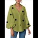 thumbnail image 2 of Blusa Holgada de Larga con Cuello Semiabierto y Lunares Franceses para Mujer Verde Matcha L, 2 of 10