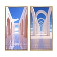 thumbnail image 2 of Designart "Futuristic Architecture Infinite Geometry VI" Modern Geometric Framed Wall Art Set Of 2 - Modern Blue Framed Canvas Set For Living Room Decor, 2 of 6