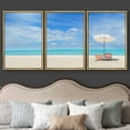 thumbnail image 3 of wall26 - 3 Piece Framed Canvas Wall Art - Beach Chairs on The White Sand Beach with Cloudy Blue Sky - Modern Home Art Stretched and Framed Ready to Hang - 24"x36"x3 NATURAL, 3 of 5