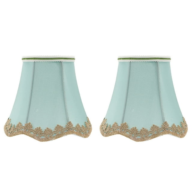 Shisuyan 2Set Green Cloth Fabric-Wrapped Lampshade Simple Round Shape 11.8x7.9x4.7in