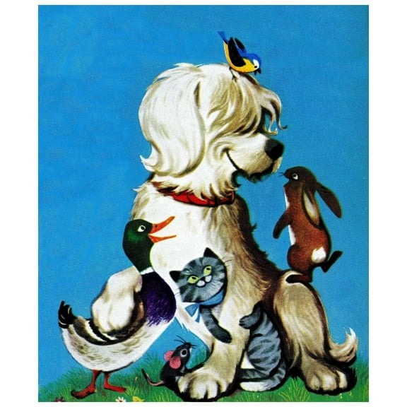 Marmont Hill "Dog and his Friends" by Curtis Painting Print on Canvas