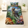 thumbnail image 3 of Metsweet Dinosaur T-Rex Twin Sheets 3pcs, Prehistoric Jungle Bedding,1 Fitted Sheet, 1 Flat Sheet and 1 Pillowcase, 3 of 5
