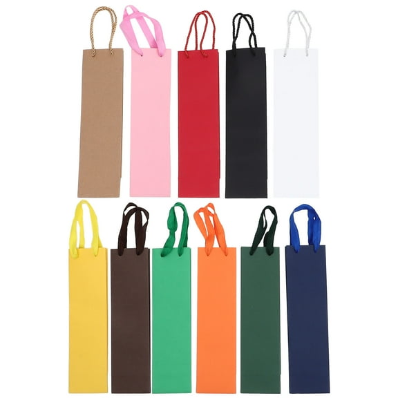 Milisten Wine Bags with Handle Sturdy Paper Multiple Colors for Occasions 11Pc