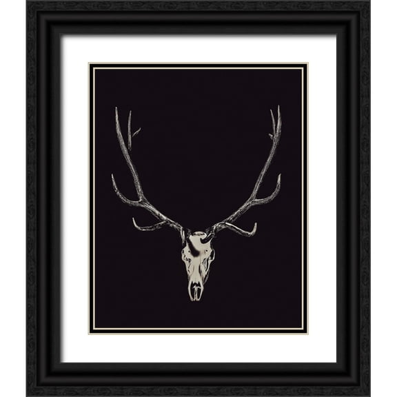 LightBoxJournal 12x14 Black Ornate Wood Framed with Double Matting Museum Art Print Titled - The Rustic Antler 02
