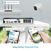 Reolink 8MP 8CH NVR Dome PoE Camera System Security Smart Home Detect 2TB HDD 24/7-Record 4Pcs 800D4