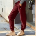 thumbnail image 5 of Dalix Heartly Ghost Embroidery Jogger Midweight Fleece Sweatpants Soft Lounge Pant Drawstring Waistband Pockets Womens in Burgundy XS X-Small, 5 of 5