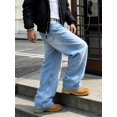 thumbnail image 3 of Reppunk Men's Vintage Light Wash Baggy Wide Leg Denim Jeans, Loose Oversized Straight Full Length Trousers, Business Casual Versatile Office Daily Commute Pants, 3 of 8