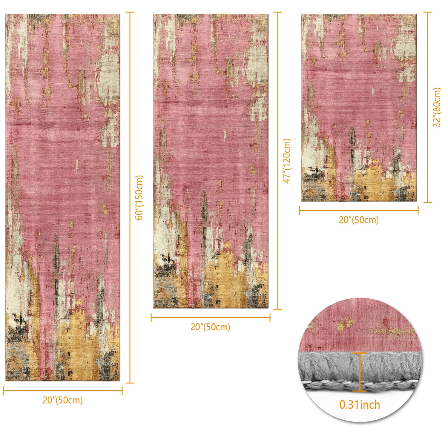 Three-Piece Kitchen Rug Set, Abstract Pattern Kitchen Hallway Rug, Soft And Comfortable, Suitable for Sinks, Floors, Entrances, Hallways, Bathrooms