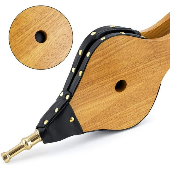 Fireplace Bellows 15.5"x 7" Large Wood Air Blower Bellows for Fire Pit Cast Nozzle for Outdoor Camping BBQ Grill Chimney Hand Bellow Pump Barbeque Fire Tools Accessories with Hanging Strap