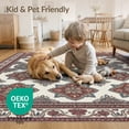 thumbnail image 4 of ODIKA 6'x9' Washable Area Rug Bedside Way Traditional Blooming Ornate Border Emblems Vintage for Family Room, Living Mater Bedroom, Non-Slip, Easy Care, 4 of 7
