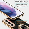 thumbnail image 4 of for Galaxy S21 Case with Ring, Built-in Rotation Finger Ring Kickstand Cover with Shiny Plating Rose Gold Edge Work with Magnetic Car Mount Slim Thin Bumper Case for Women Girls Black, 4 of 14