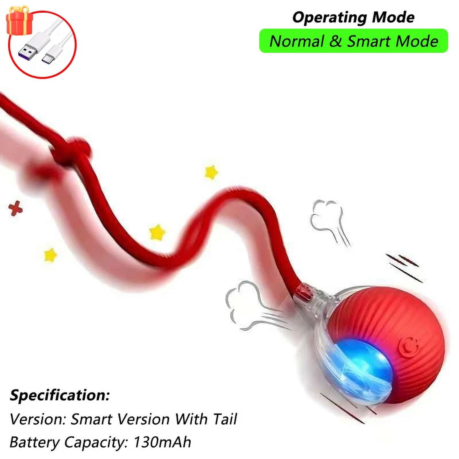 Cat Interactive Ball Toy, Automatic Rolling Ball with Tail, Reharbable Smart Pet Interactive Toy, Intelligent Mouse for Cat