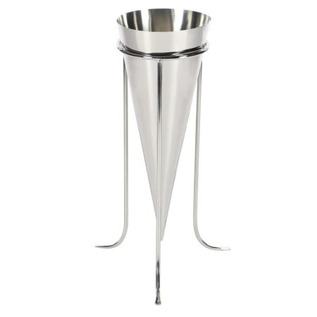Stainless Steel Vase - Decmode Traditional 17 Inch Silver Stainless Steel Conical Floor Vase With Stand, Silver