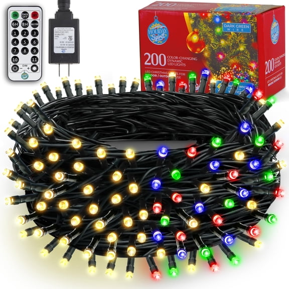 HOLIDAY SPIRIT - Color Changing Christmas Lights LED, 66ft 200 LED Color Changing Christmas Lights with Remote, Color Changing Fairy Lights, Color Changing Outdoor String Lights, Connectable Lights