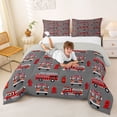 thumbnail image 3 of Erosebridal Cartoon Fire Engine Queen Comforter Set, Truck Theme Bedding Comforter Set for Boys, Red Gray, Gray Reversible, 1 Comforter and 2 Pillowcases, 3 of 6