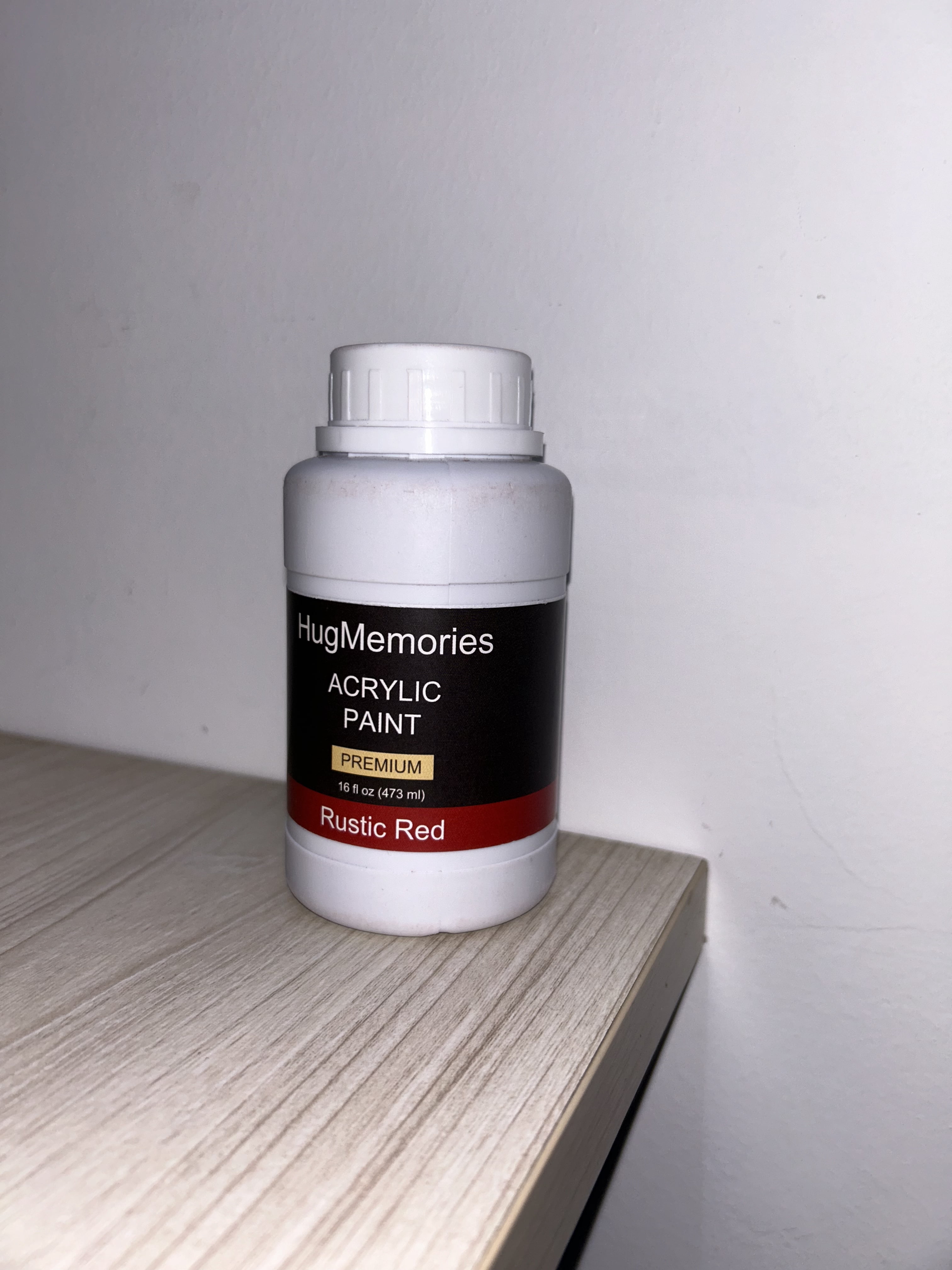 HugMemories Acrylic Paint Rusted Red, 16oz/473ml Large Bottle Red Paint