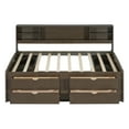 thumbnail image 4 of Miekor Furniture Full Size Wood Daybed with 2 Bedside Cabinets, Upper Shelves and 4 Drawers, Antique Brown W4US5AAD, 4 of 9
