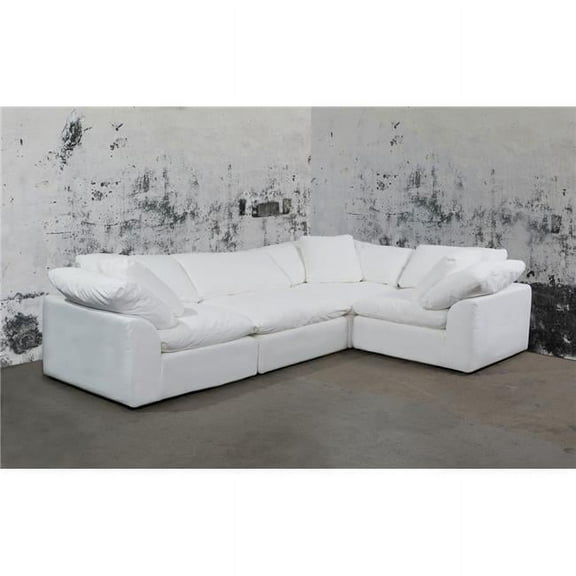 Cloud Puff Slipcovered Modular Sectional Sofa - Performance White 4 Piece