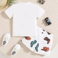 thumbnail image 5 of Toddler Boy Clothes Baby Dinosaur Print Outfits Children's Spring Summer Cotton Letter Printed Short Sleeved Training 0 6 12 18 24 Months 2T 3T Kids T Shirt Pullover Tops Shorts Sets 2-Piece Set, 5 of 9