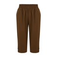 thumbnail image 6 of Women's Cotton Linen Bermuda Shorts Elastic Waist Drawstring Casual Knee-Length Shorts with Pockets Brown M, 6 of 7