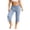 Blue, variant on Womens Modal Capris Soft Cozy Pajama Bottoms Pants Elastic Wasit Ruffle Trim Casual Sleep Pants