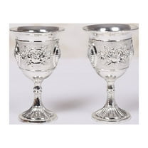 SOPOTUTU Silver Alloy Wine Goblet Unbreakable Stem Cup for Bar Picnic and Dinner
